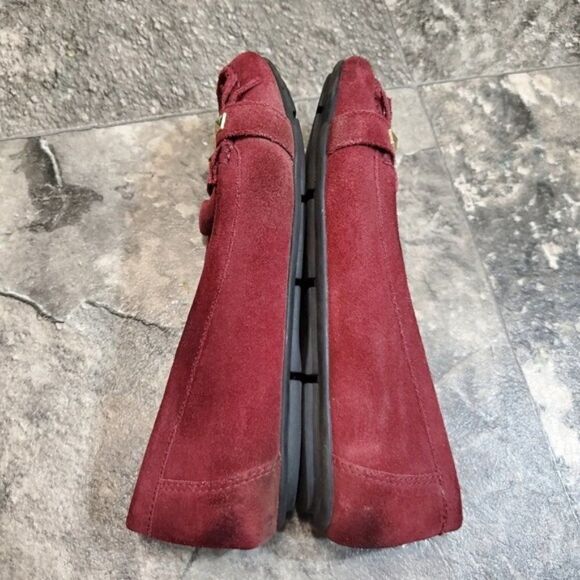 Vionic Orthaheel Thera Burgundy Wine Studded Stud Kiltie Fringe Moccasin Loafers - Picture 2 of 8